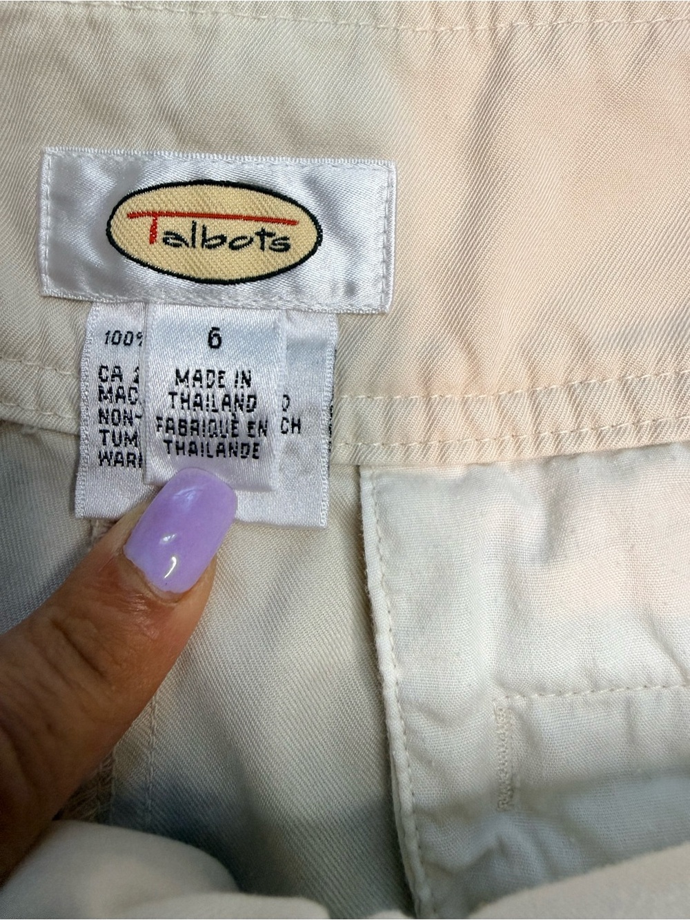 TALBOTS High Rise 100% Cotton Coastal Cargo Cream Beige Women’s Shorts Size 6 - Picture 13 of 15